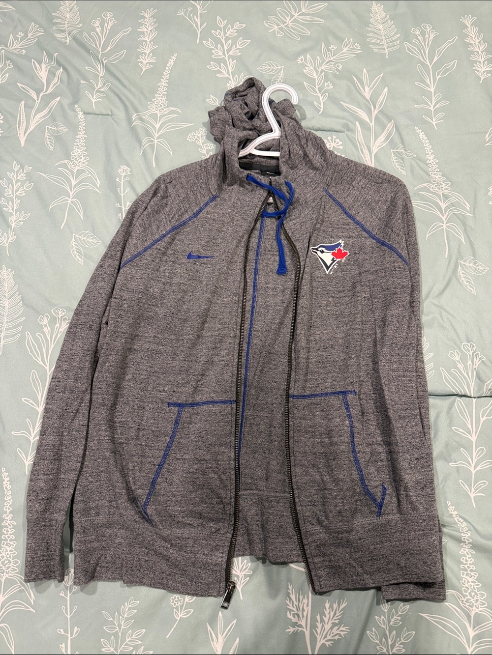 Nike Gray and Blue Toronto Blue Jays Full-Zip Hooded Jacket
